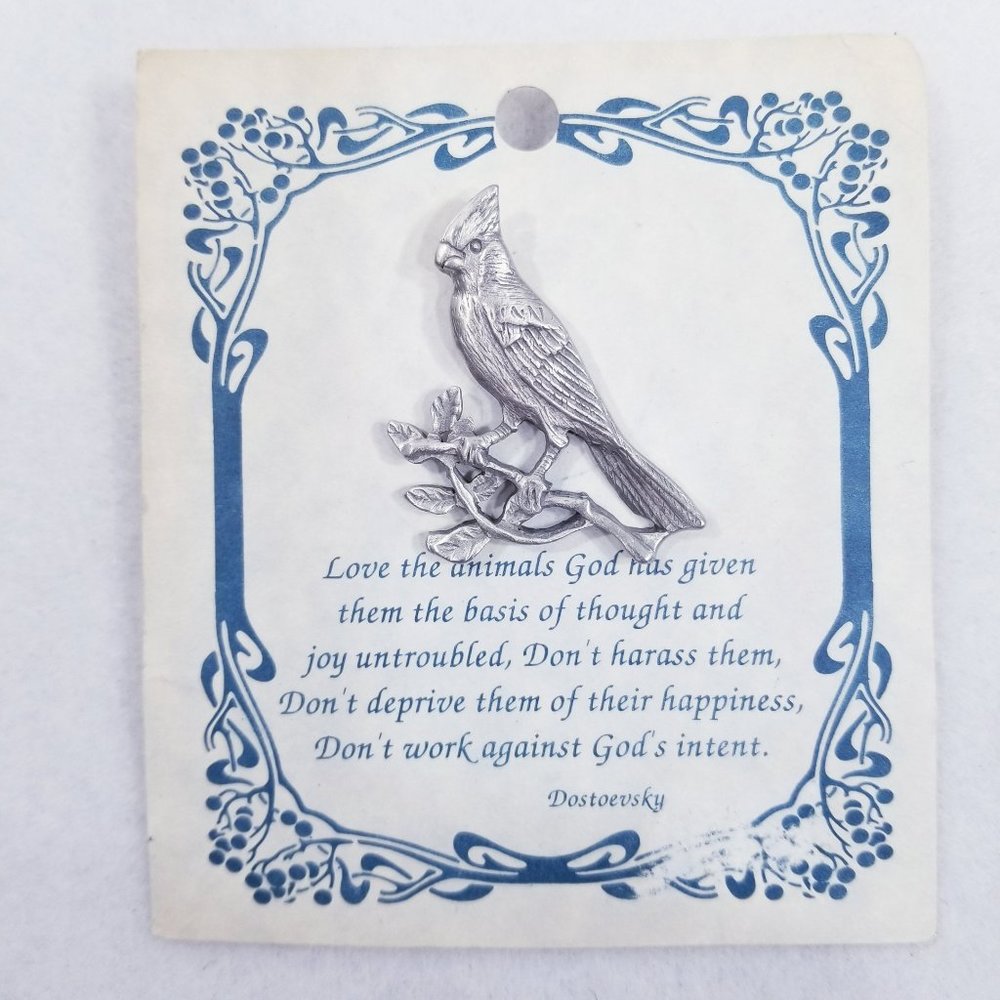 Vintage Lindsay Claire Pewter Cardinal Tack Pin